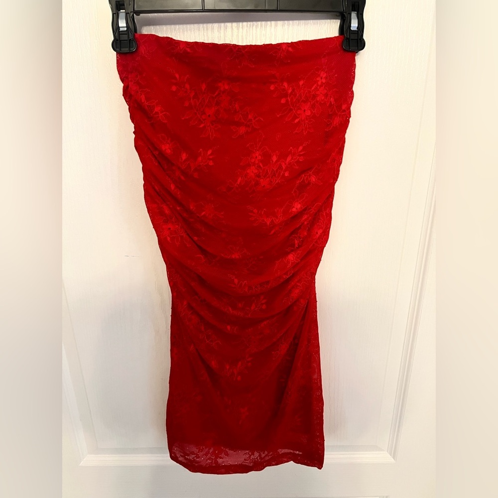 AFRM Vibrant Red Lace Mini Dress - Picture 2 of 4